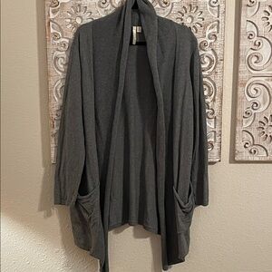 Elegant Gray Cotton/Cashmere Women's Open Cardigan